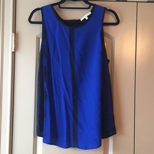 Royal Blue Top with Black Lace Accent